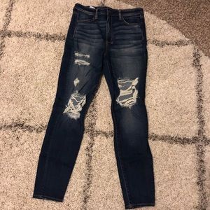 American Eagle Highest Rise Dark Ripped Jeggings